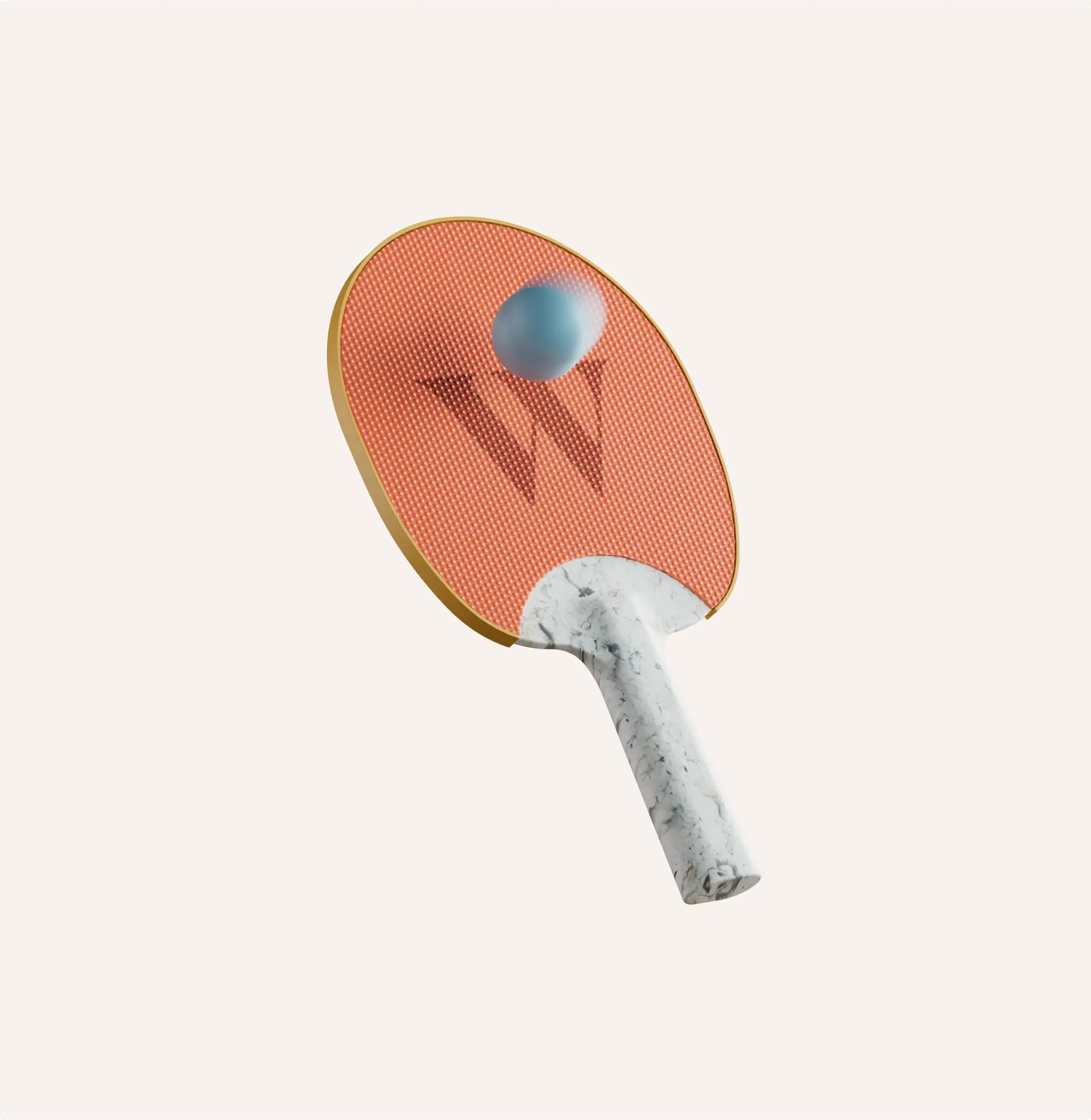 A static 3D ping pong paddle with a Wealthsimple logo bouncing a ping pong ball